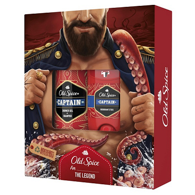 Набір подарунковий для чоловіків Old Spice Dark Captain з твердим дезодорантом та гелем для душу