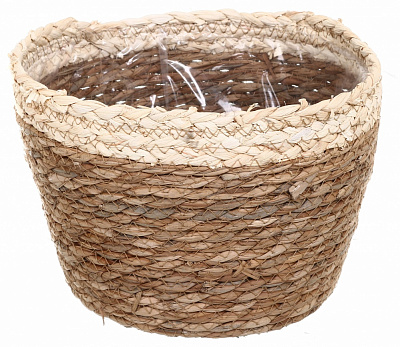 Кашпо ПВХ флористичне 25x19 см FWP23-1-1 круглий коричневий із бежевим