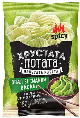 Снеки ЖАЙВІР фигурные Овал рифленый Хрустата потата со вкусом васаби 50 г 