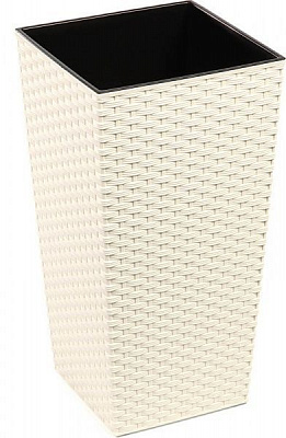 Горшок Lamela Финезия ротанг квадратный кремовый 
