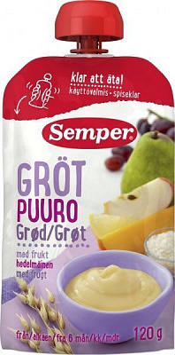 Каша безмолочная Semper от 6 месяцев з фруктами 120 г 