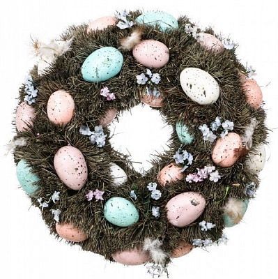 Вінок великодній з яйцями пастель