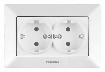 Розетка подвійна із заземленням Panasonic Arkedia Slim білий 480200222