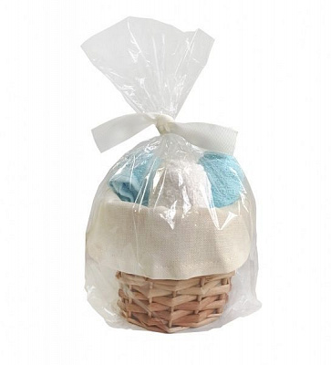 Набор полотенец BASKET 4 шт. в плетеной корзинке молочный/ бирюзовый 