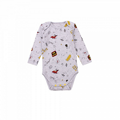 Боді для хлопчика Фламінго р.80 сірий із малюнком 494-009