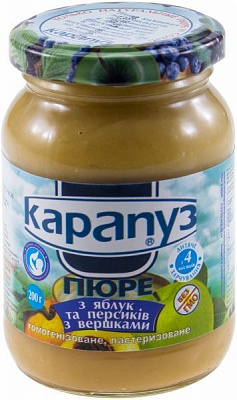 Пюре Карапуз Яблуко та персик з вершками 200 г 4820012000135