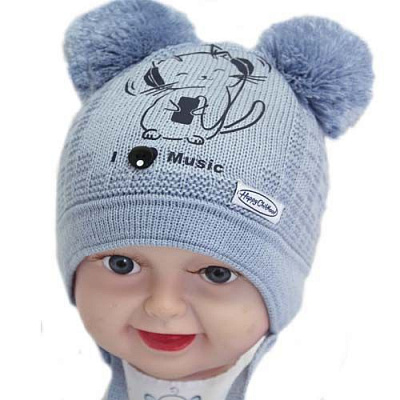 Шапочка дитяча для хлопчика Kraft 2213 р.42-44 темно-блакитний 2213