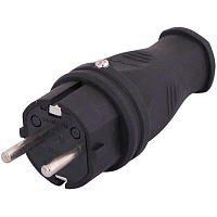 Вилка электрическая Lezard 106-0400-0105 2P+E с заземлением 220В 16А IP44 каучук черный