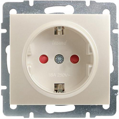 Розетка с заземлением Lezard Rain 16 А 250 В со шторками жемчужно-белый 703-3088-124B