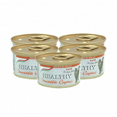 Корм для привередливых кошек Healthy Irr.Cap 4+1 курятина и рыба 85 г