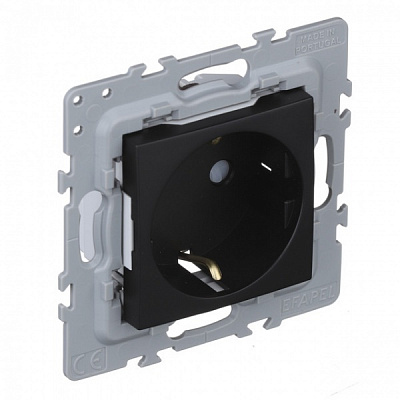 Розетка с заземлением Efapel Latina IP20 черный матовый 4712912 SPM