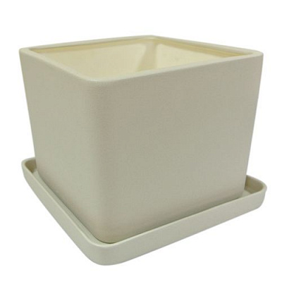 Горшок керамический Ориана-Запорожкерамика Квадрат №2 крошка квадратный 5л бежевый 