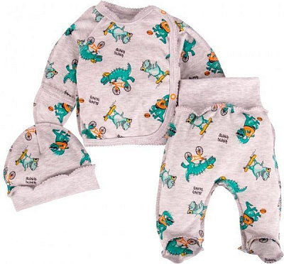 Комплект дитячого одягу Маленькие люди 2001-110 сірий із малюнком р.56