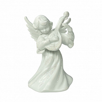 Елочная игрушка Ангелик з бандурою малий 6x4 см белый