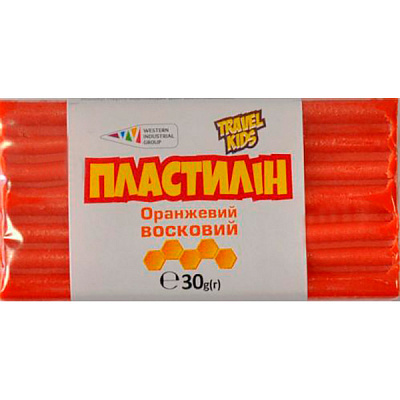Пластилін восковий помаранчевий TRAVEL KIDS 30 г Western Industrial Group