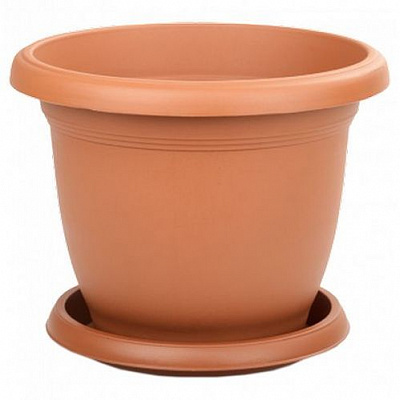 Горшок Serinova с поддоном VІLLA FLOWER №3 круглый 1,7 л терракот (V503TERRA COTTA 11631) 