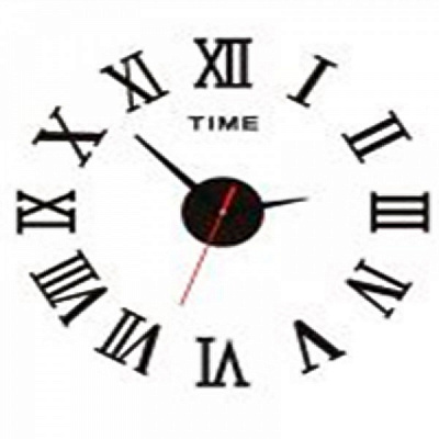 Часы настенные 3D DIY Time римский циферблат черный 90х90 см
