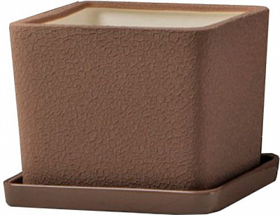 Горшок керамический Ориана-Запорожкерамика Квадрат №2 шелк квадратный 5,5л шоколадный 