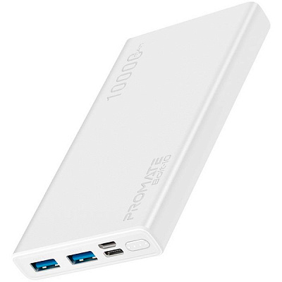 Внешний аккумулятор (Powerbank) Promate Bolt-10 10Вт 2xUSB 10000 mAh white (bolt-10.white)