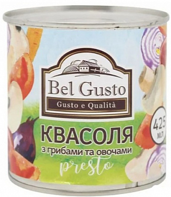 Фасоль Bel Gusto с грибами и овощами ж/б 425 мл