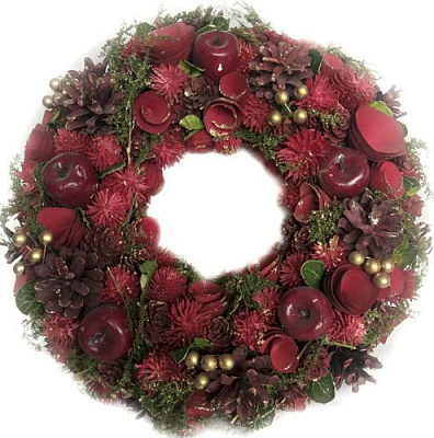 Вінок новорічний з шишками, пелюстками і яблуками 70960117 d330 мм