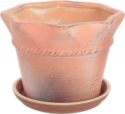 Горщик Viet Thanh Ceramic з блюдцем торбинка 26х18 см VT.9811-1 фігурний коричневий