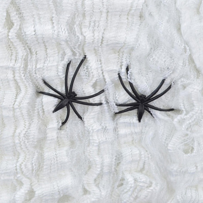 Декоративное изделие Паутина Хэллоуин 40 г с двумя паучками белая 973675 YES! Fun