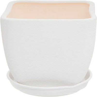 Горщик керамічний Оріана-Запоріжкераміка Ноктюрн №1 шовк білий квадратний 11,5л білий (106-1-036)