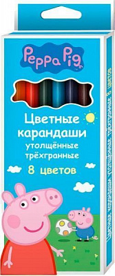 Карандаши цветные утолщенные Свинка Пеппа 8 цветов Перо