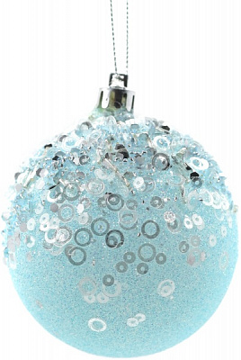 Куля новорічна Конфетті 100 мм блакитний 8395