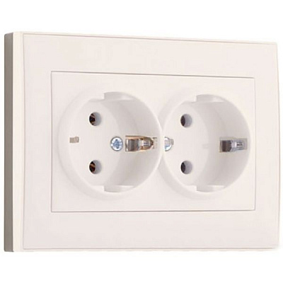 Розетка двойная Lezard Rain крем 703-0303-127B