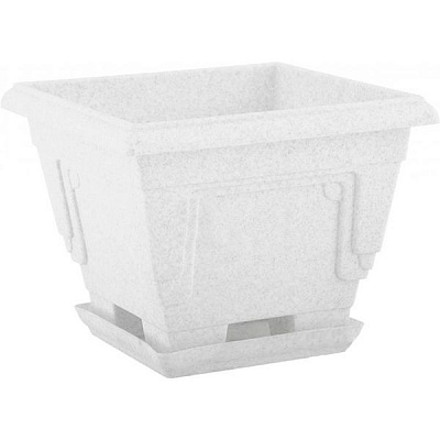 Горшок пластиковый Алеана Петуния квадратный 3,6л белый с серым (113016) 