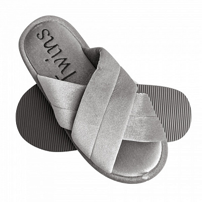 Тапки домашние Twins HS-VL велюровые с прошивкой (Х) 9236 р.40 серый 