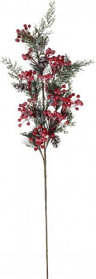 Гілочка декоративна модрини з ягодами і шишками засніжена 85 см RS1Z1981