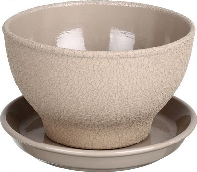 Горшок Ориана-Запорожкерамика Бонсайница шелк круглый 1л капучино (016-0-019) 