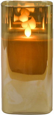 Декорація новорічна Свічник із свічкою що палахкотить 9х12,5 см золотий D2741