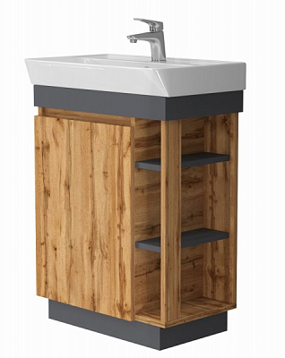 Тумба напольная ЮВЕНТА Utah Ut-60 дуб вотан с умывальником Neon-60
