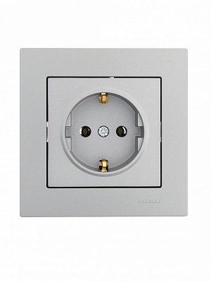 Механизм розетки 1 с заземлением Lezard Vesna IP20 серый 742-3588-122B