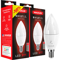 Лампа светодиодная Maxus Sakura 2-LED-632 2шт./уп. 5 Вт C37 CL-F E14 4100 K