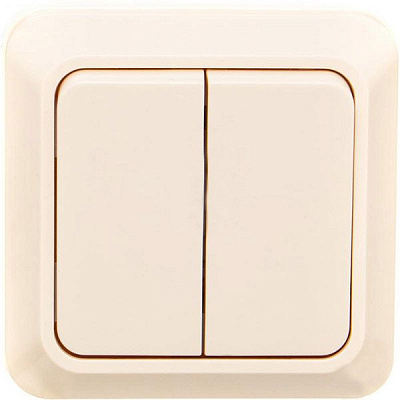 Вимикач двоклавішний UP! (Underprice) IP20 без підсвітки 10 А 220-250В кремовий BD-SWP.MZ20G2W1-CR