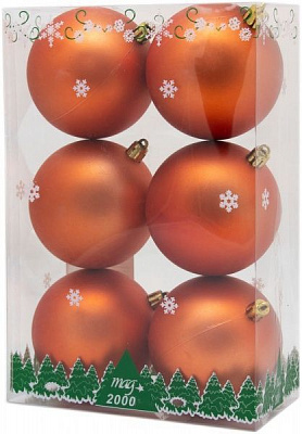 Набір іграшок кулі матовий теракот Девілон d80 мм 6 шт./уп.