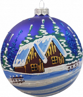 Куля новорічна Юріта Пейзаж d 110 мм синій 100466M