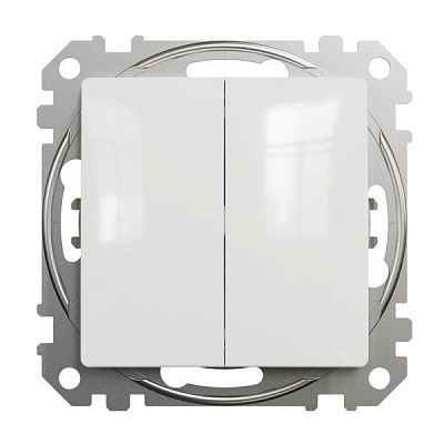 Переключатель проходной двухклавишный Schneider Electric Sedna Design без подсветки 10 А 250В белый SDD111108