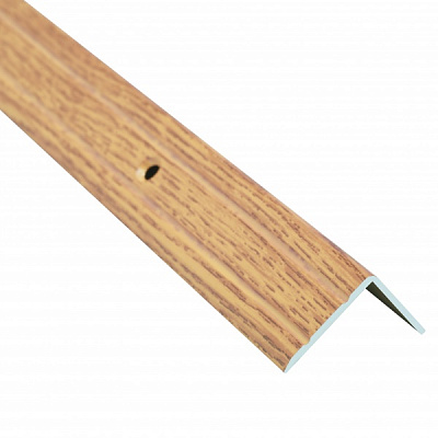 Поріжок алюмінієвий сходовий 24,5 х 20 мм Braz Line кутовий з отворами 2700 мм дуб персик