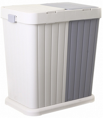 Кошик для білизни RIO подвійний універсальний TWINS 561х342х589 мм 80 л бежевий/сірий