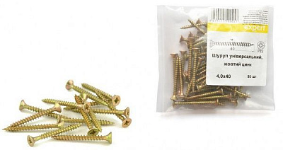 Шуруп универсальный потайная головка ЦЖ 4x40 мм 50 шт. желтый Expert Fix