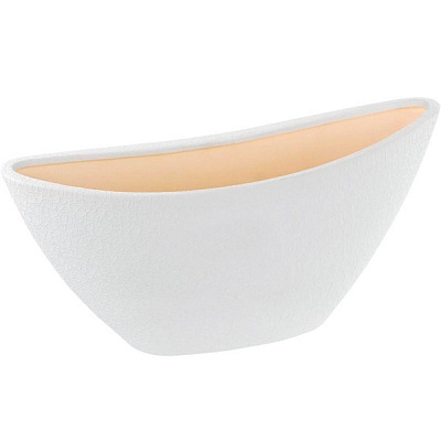 Кашпо керамическое Ориана-Запорожкерамика Лодочка шелк овальный 2,5л белый (045-1-015) 