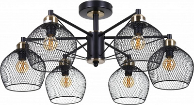 Светильник потолочный Accento lighting Sicilia 6x60 Вт E14 черный ALHu-KC11099-6 