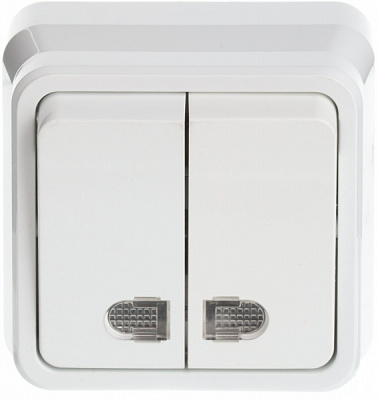 Вимикач двоклавішний Gunsan Misya з підсвіткою білий MS0511104