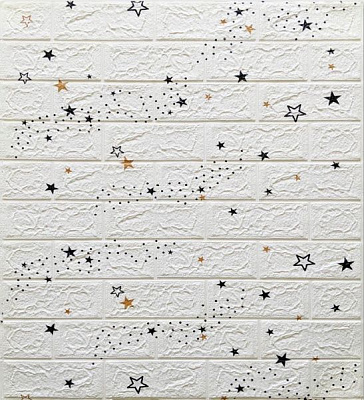 3D Панелі ПВХ самоклеющаяся кирпич + звезды белый 0,539 кв.м